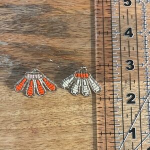Orange and Silver Beaded Earrings by Rubinski Works